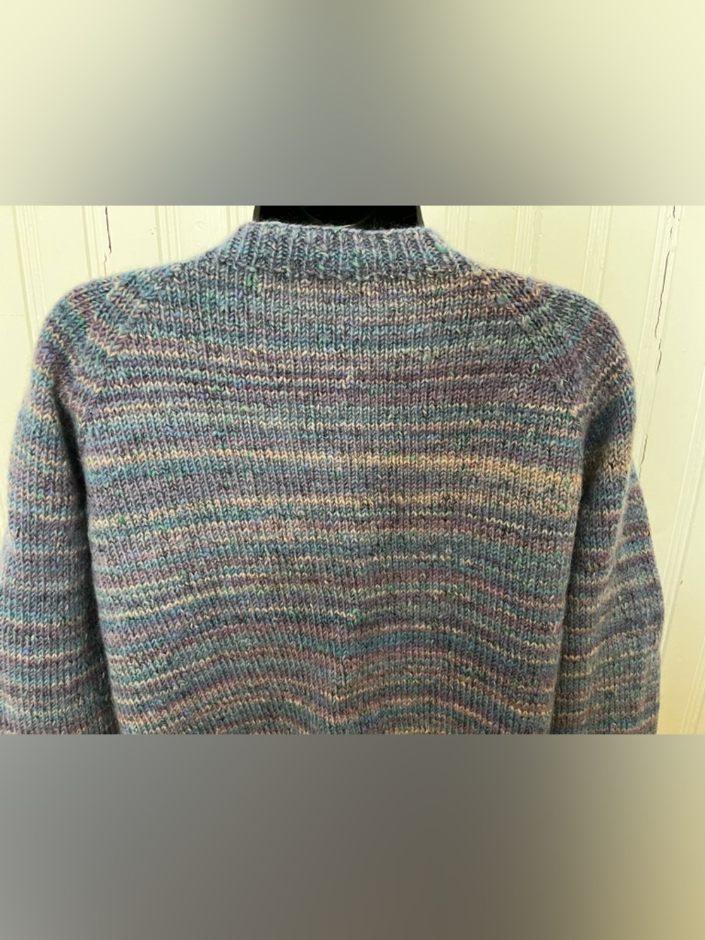 Handmade Heathered Wool Long Sleeve Cardigan, Size Medium - Picture 8 of 11